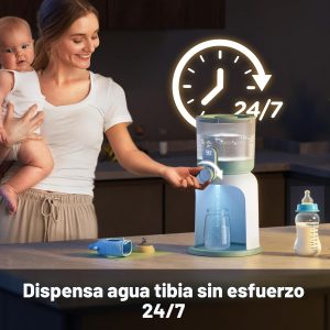 Momcozy Calentador de agua de doble luz para alimentación nocturna, calentador de biberones instantáneo para hacer fórmula, capacidad de 57 onzas más grande, dispensador de fórmula con 6 opciones de