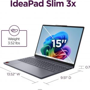 Lenovo IdeaPad Slim 3X - 2025 - Everyday AI Laptop - Copilot+ PC - 15.3" WUXGA Display - 16 GB Memory - 512 GB Storage - Snapdragon® X - Luna Grey