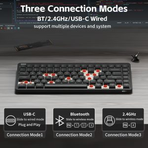 nuphy Node75 Hot-swap Wireless Mechanical Keyboard Gray-Blush Nano Switch | 84 Keys 75% Low Profile Keyboard,For Mac / Windows, Supports Touch Gestures, For Bluetooth, 2.4GHz, USB-C, RGB Backlit