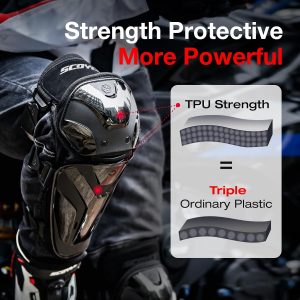 Scoyco Motorcycle Knee and Shin Guards – Motocross Knee Pads Adjustable TPU Protective Gear for Road Cycling | Adjustable Bands Protective Gear for Cycling