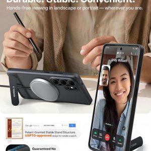 TORRAS Strong Magnetic & Seamless Stand for Samsung Galaxy S26 Ultra Case, Fit for MagSafe, Mil-Grade Drop Protection, Kickstand for Samsung Galaxy S26 Ultra Case, Translucent Back/Black Edge