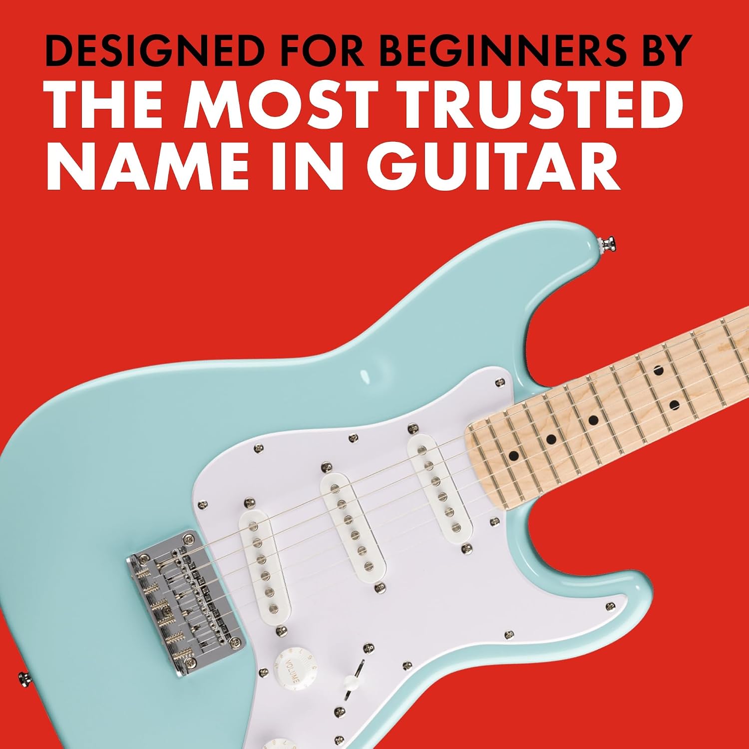 Fender Mini Stratocaster Electric Guitar Kit, Beginner Guitar Kit, with 2-Year Warranty, with Frontman 10G Amp, Padded Gig Bag, Strap, Cable, Tuner, and Picks, Daphne Blue