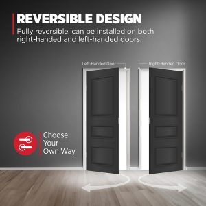 Kwikset Singapore Entry Door Handle with Lock and Key, Secure Keyed Reversible Lever Exterior, For Front Entrance and Bedrooms, Matte Black, Pick Resistant Smartkey Rekey Security and Microban