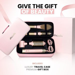 ELLA BELLA® 6 in 1 Professional Hot Air Styler • Powerful Hair Dryer & Straightener Set • Styling Without Heat Damage • Fast Drying Curling Volumizing Straightening • Includes Protective Travel Case