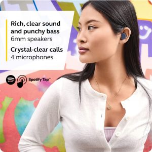 Jabra Elite 3 in Ear Wireless Bluetooth Earbuds – Noise Isolating True Wireless Buds with 4 Built-in Microphones for Clear Calls, Rich Bass, Customizable Sound, and Mono Mode - Navy