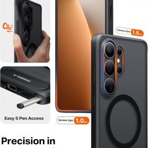 TORRAS Strong Magnetic & Seamless Stand for Samsung Galaxy S26 Ultra Case, Fit for MagSafe, Mil-Grade Drop Protection, Kickstand for Samsung Galaxy S26 Ultra Case, Translucent Back/Black Edge