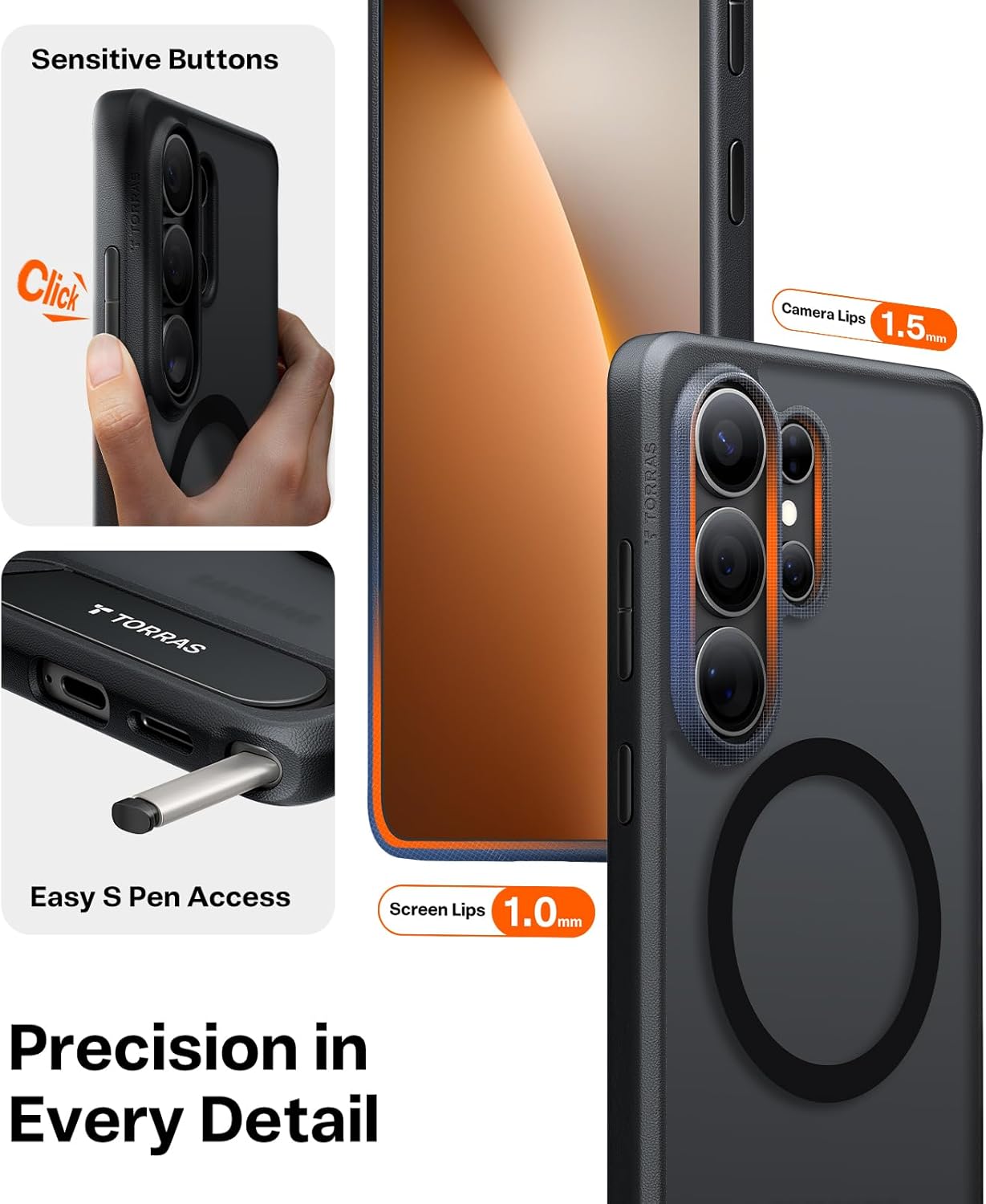 TORRAS Strong Magnetic & Seamless Stand for Samsung Galaxy S26 Ultra Case, Fit for MagSafe, Mil-Grade Drop Protection, Kickstand for Samsung Galaxy S26 Ultra Case, Translucent Back/Black Edge