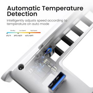KIWIHOME Cooling Fan for PS5 Slim, Larger 3-Fan with Auto Speed USB3.0 | For 2023 PS5 Slim Disc/Digital Models with One Horizontal Line on Side Panel. Not for PS5 2020 or Pro 2024, White/Black