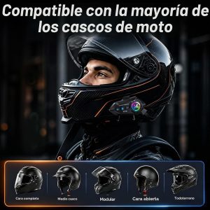 Auriculares Bluetooth para motocicleta, Bluetooth 5.3 con cancelación de ruido con sonido HD, radio FM y 13 horas de tiempo de reproducción, auriculares impermeables IPX6 para la mayoría de