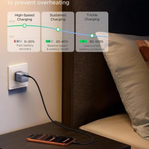 UGREEN Nexode Air - Cargador USB C de 65 W, mini cargador plegable de carga rápida con cable USB C, cargador GaN para MacBook Air/Neo/Pro, iPhone 17 16, Galaxy S26/S25, iPad, gris