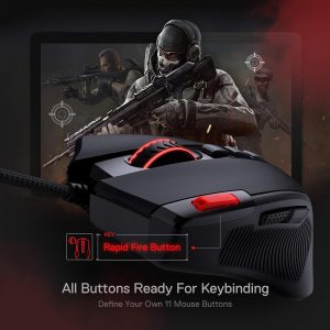 Redragon M612 Wired RGB Optical Gaming Mouse 8000 DPI Remapping Keys | Stable Lag-Free Connection, Redefine Keybinding Macro, Vibing Backlight, Ergonomic Grip Body Comfort