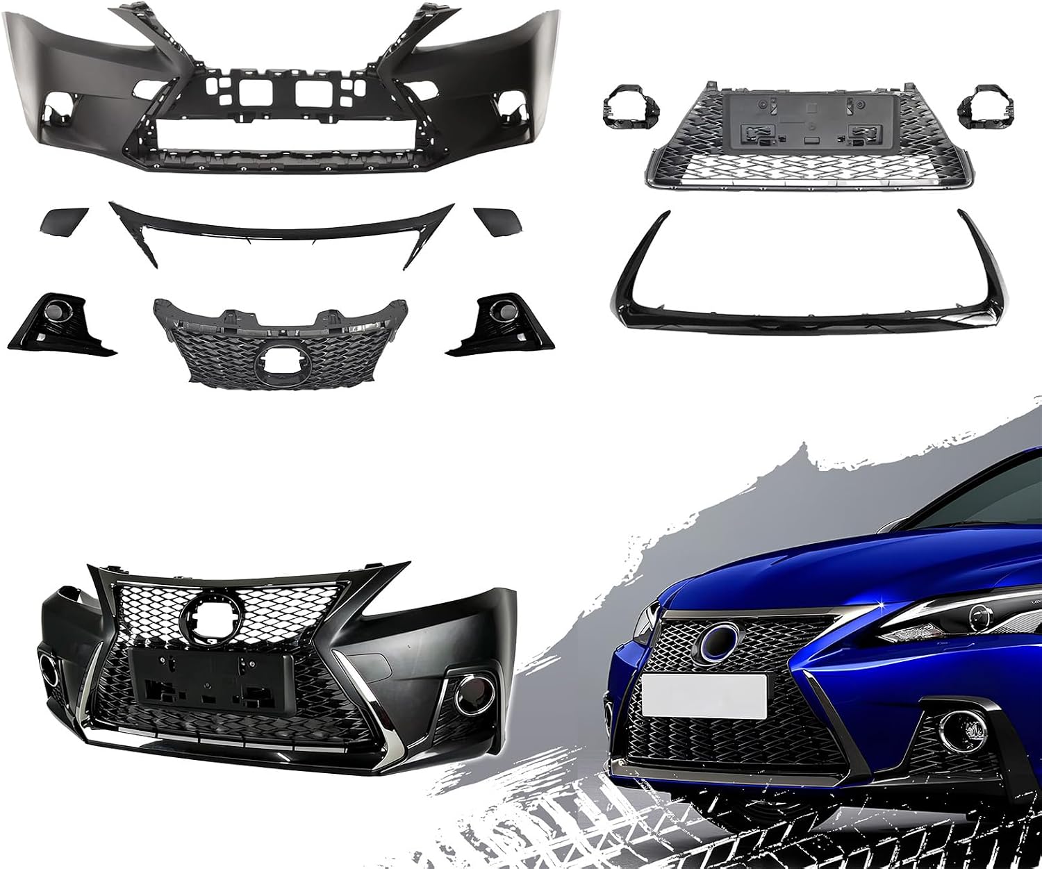 Complete Bumper Kit Compatible with 2011-2017 CT200H To 2020+ F-Sport Style Front