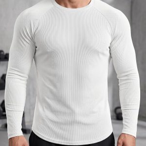 Aoysky Mens Long Sleeve Shirts Slim Fit Workout Basic Ribbed Undershirts | Gym Clothes, Training Running Hiking Activewear, Fall Pullover Tshirts