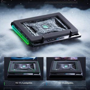 llano V10 Almohadilla de Refrigeración para Laptop de Juegos, Enfriador de Laptop RGB con Potente Ventilador Turbo Externo de 4.72 Pulgadas, Enfriamiento Rápido para Computadoras de 13-17.3 Pulgadas | Powerful 4.72 Inch Turbo Cooling Fan, Fast Cooling Computer 13-17.3in, Button Control, 3 Adjustable Stand, 4-Port USB C&A