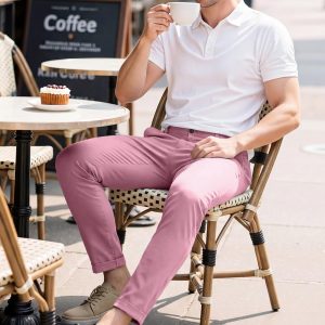 GINGTTO - Pantalones de vestir para hombre, ajustados, con puños elásticos