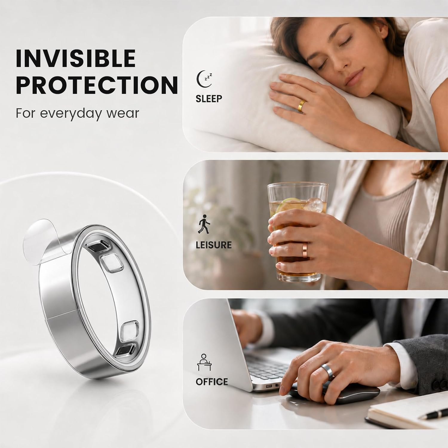 10 Pack Ultra-Thin Clear Skin Cover for Oura Ring Gen 5, Invisible Transparent Anti-Scratch Protector Smart Rings Accessories Protective Film for Oura Ring 5 (Clear, Size 8)