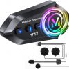 Auriculares Bluetooth para motocicleta, Bluetooth 5.3 con cancelación de ruido con sonido HD, radio FM y 13 horas de tiempo de reproducción, auriculares impermeables IPX6 para la mayoría de