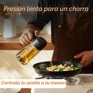 TrendPlain - Pulverizador de aceite de oliva de vidrio de 16oz/470ml para cocinar – Botella dispensadora de aceite de oliva 2 en 1 para accesorios de cocina y freidora de aire, ensalada, parrilla