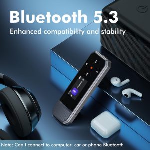 RUIZU Reproductor MP3 USB Tipo-C de 64 GB con Bluetooth 5.3, reproductor de música portátil con clip con radio FM, grabadora de voz, podómetro para deporte, audio digital aleatorio A-B repetición