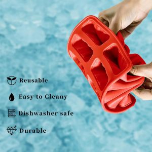 Homemade Popsicle Molds, 10-Cav Non-BPA Silicone Ice Pop Maker, with 100 Sticks, 100 Bags, 10 Reusable Sticks, Funnel, Brush (RED)