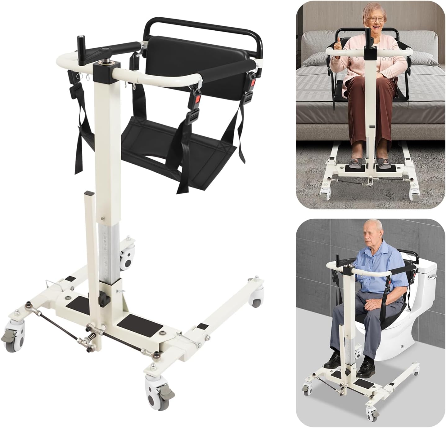 Patient Lift Transfer Chair, Portable Patient Lift Wheelchair, Lift Transfer Chair for Car with Wheels, Bedside for Households, Hospitals, Nursing Homes, Beds