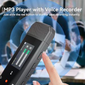 RUIZU Reproductor MP3 USB Tipo-C de 64 GB con Bluetooth 5.3, reproductor de música portátil con clip con radio FM, grabadora de voz, podómetro para deporte, audio digital aleatorio A-B repetición