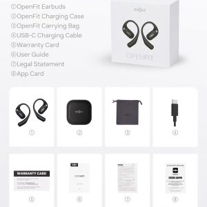 SHOKZ OpenFit-Open-Ear True Wireless Bluetooth Headphones with Microphone,Earbuds with Earhooks,Sweat Resistant,Fast Charging,28HRS Playtime,Compatible with iPhone&Android,Black,Bluetooth5.2