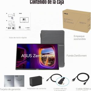 ASUS ZenScreen OLED 16 pulgadas 16:10 USB-C Monitor portátil (MQ16FC) - WUXGA (1920 x 1200), paso de potencia, rotación automática, trípode, mini-HDMI, 95% DCI-P3, sin parpadeo, luz azul baja