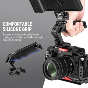 NEEWER Top Handle and NATO Rail Kit, Comfort Silicone Grip with Quick Release NATO Clamp, 3 Cold Shoes and 1/4" 3/8" ARRI Threads, Compatible with SmallRig Camera Cage Video Rig, CA008