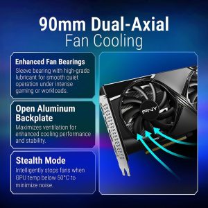 PNY NVIDIA GeForce RTX™ 5060 Ti OC Dual Fan, Graphics Card (8GB GDDR7, 128-bit, Boost Speed: 2692 MHz, SFF-Ready, PCIe® 5.0, HDMI®/DP 2.1, 2-Slot, NVIDIA Blackwell Architecture, DLSS 4)