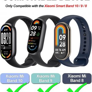 Paquete de 3 a 8 correas de repuesto compatibles con Xiaomi Smart Band 10/9/8, correa deportiva suave transpirable ajustable con liberación rápida