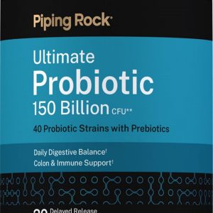 Piping Rock Ultimate Probiotic 150 Billion CFU | 30 Capsules | 40 Probiotic and Prebiotic Strains | Daily Digestive Balance | Non-GMO, Gluten Free