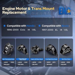 ENA Engine Motor Transmission Mount Set of 5 Compatible with Honda 1996 1997 1998 1999 2000 Civic 1.6L Front Rear Replacement for A6520 A6502 A6556 A6506 A6526