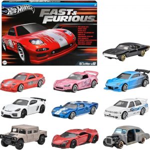 Hot Wheels HVX27 Fast and Furious 10 Pack de Vehículos de Juguete, Mini Coche para Niños de 3 Años y Más