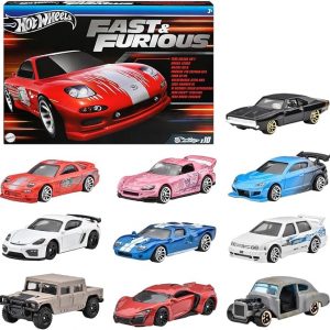 Hot Wheels HVX27 Fast and Furious 10 Pack de Vehículos de Juguete, Mini Coche para Niños de 3 Años y Más
