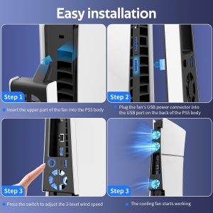 Cooling Fan for PS5 Slim, Compatible with PlayStation 5 Slim Console, High Efficiency PS5 Slim Fan Cooler Station (Black-p5 Slim)