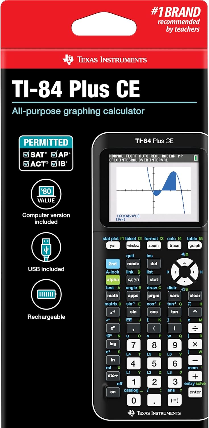 Calculadora gráfica TI84PLSCEBLUBRY de Texas Instruments, Negro