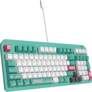 ASUS TUF Gaming K3 Gen II Hatsune Miku Edition - Teclado USB con cable para juegos de 97 teclas, diseño compacto, interruptores RGB óptico-mecánicos, teclas PBT, placa superior extraíble