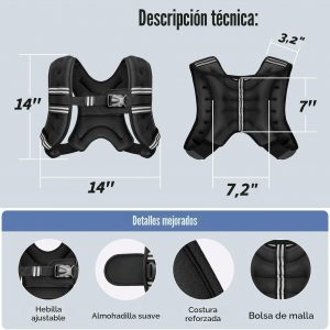 Zeerun Chaleco con peso, 6 libras, 8 libras, 10 libras, 12 libras, 15 libras, 18 libras, 20 libras, 24 libras, 30 libras, para hombres y mujeres, hebilla ajustable a rayas reflectantes, cómodo y duradero, chaleco para caminar, correr, entrenamiento de fuerza