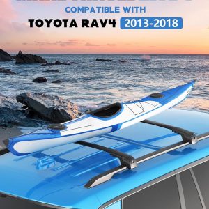 FengYu 300lb Lockable Roof Rack Cross Bars Compatible with Toyota Rav4 2013 2014 2015 2016 2017 2018, Heavy Duty Aluminum Roof Rails Crossbars Cargo Bars Canoe Rooftop Black Carrier Luggage