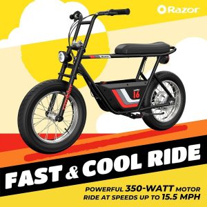 Razor Electric Bike for Ages 18+, 220 lb Max Weight, Black, w/ 350W Motor, 16” Tires & 36V Battery, Up to 15.5 MPH, Rambler 16 – Rechargeable Minibike for Teens and Adults