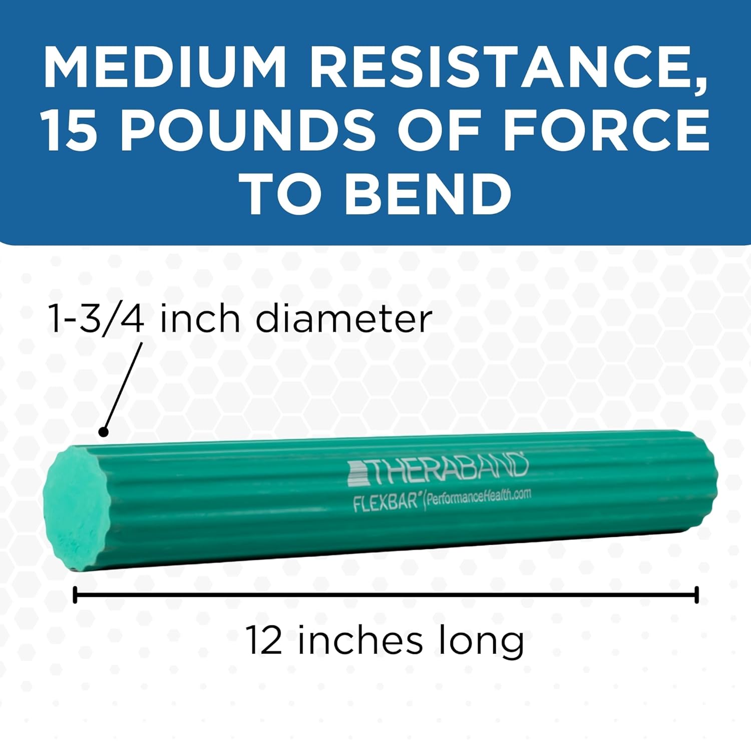 THERABAND FlexBar Resistance Bar, Medium, Green Flex Therapy Bar for Physical Therapy, Wrist & Forearm Exercise Equipment, Non Slip Grip, Compact Design