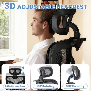 MOJAY Ergonomic Office Chair with Footrest | Big and Tall Design, High Back, 6D Armrest, 3D Headrest, Swivel Rolling, Home Office Use