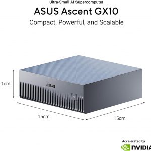 ASUS Ascent GX10 AI Supercomputer, DGX Spark, NVIDIA GB10 Superchip, 128GB LPDDR5x, 2TB PCIe Gen4 NVMe SSD, Wi-Fi 7 & BT5.4, Agentic AI Ready, Supports OpenClaw, NemoClaw, Stackable Chassis