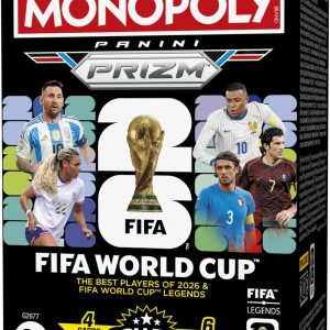 Monopoly Panini Prizm: Caja de cartas coleccionables de la Copa Mundial de la FIFA | Estrellas y leyendas actuales | Más de 2 jugadores, a partir de 8 años | Regalos para fanáticos del fútbol