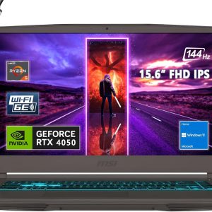 MSI Thin 15 15.6”144Hz portátil para juegos, AMD R5-7535HS, RTX 4050, Windows 11, con HDMI (32GB RAM | SSD PCIe de 1TB)