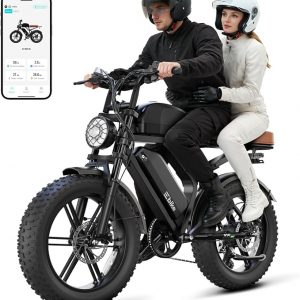 Bicicleta eléctrica para adultos, motor de pico de 1500 W, bicicleta retro E, rango de 65/120 millas, batería extraíble de 48 V 15 Ah, neumáticos gruesos de 20 x 4 pulgadas, suspensión completa