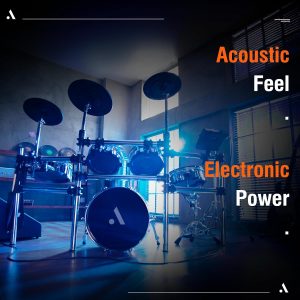 AKLOT Juego de batería eléctrica de estilo acústico: bombo de madera independiente de 16 pulgadas y caja de 12 pulgadas, platillo de paseo de triple zona, Hi-Hat independiente, almohadillas de malla completa, 460 sonidos, USB MIDI, trono, palos (B-CORE543)