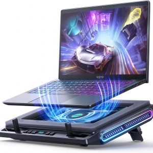 llano V10 Almohadilla de Refrigeración para Laptop de Juegos, Enfriador de Laptop RGB con Potente Ventilador Turbo Externo de 4.72 Pulgadas, Enfriamiento Rápido para Computadoras de 13-17.3 Pulgadas | Powerful 4.72 Inch Turbo Cooling Fan, Fast Cooling Computer 13-17.3in, Button Control, 3 Adjustable Stand, 4-Port USB C&A