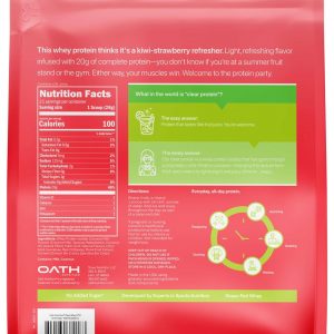 Oath Nutrition Clear Whey Isolate Protein Powder, Kiwi Strawberry, 20g Complete Protein per Serving, No Added Sugar, Grass-Fed, 21 Servings